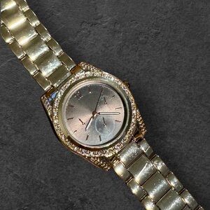 Rose Gold Tone Watch with Crystal Accents